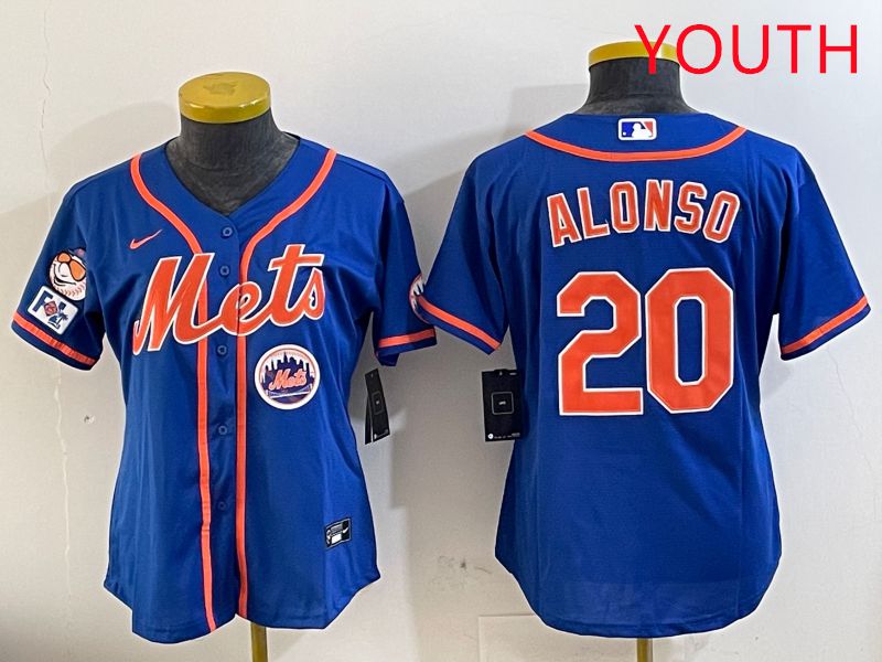 Youth New York Mets 20 Alonso Blue Game Fashion 2025 Nike MLB Jersey style 5